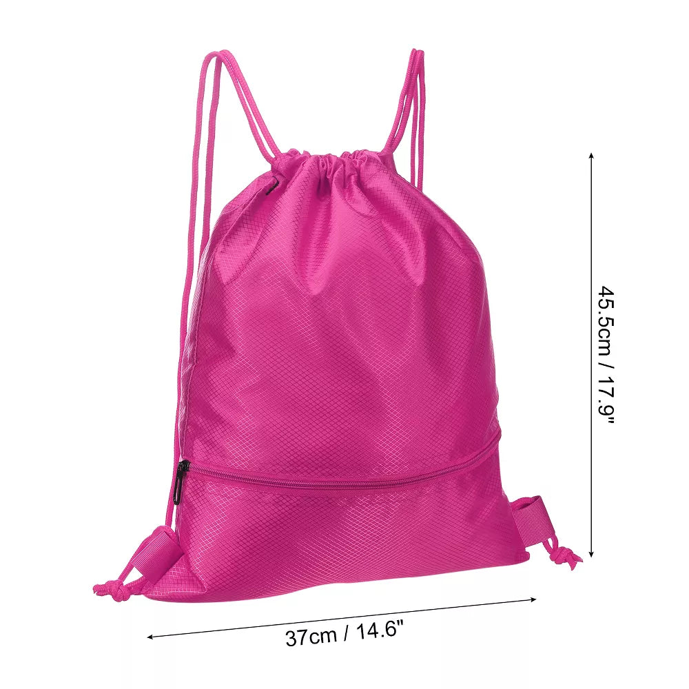 Water Resistant Drawstring Backpack with Zip Pocket