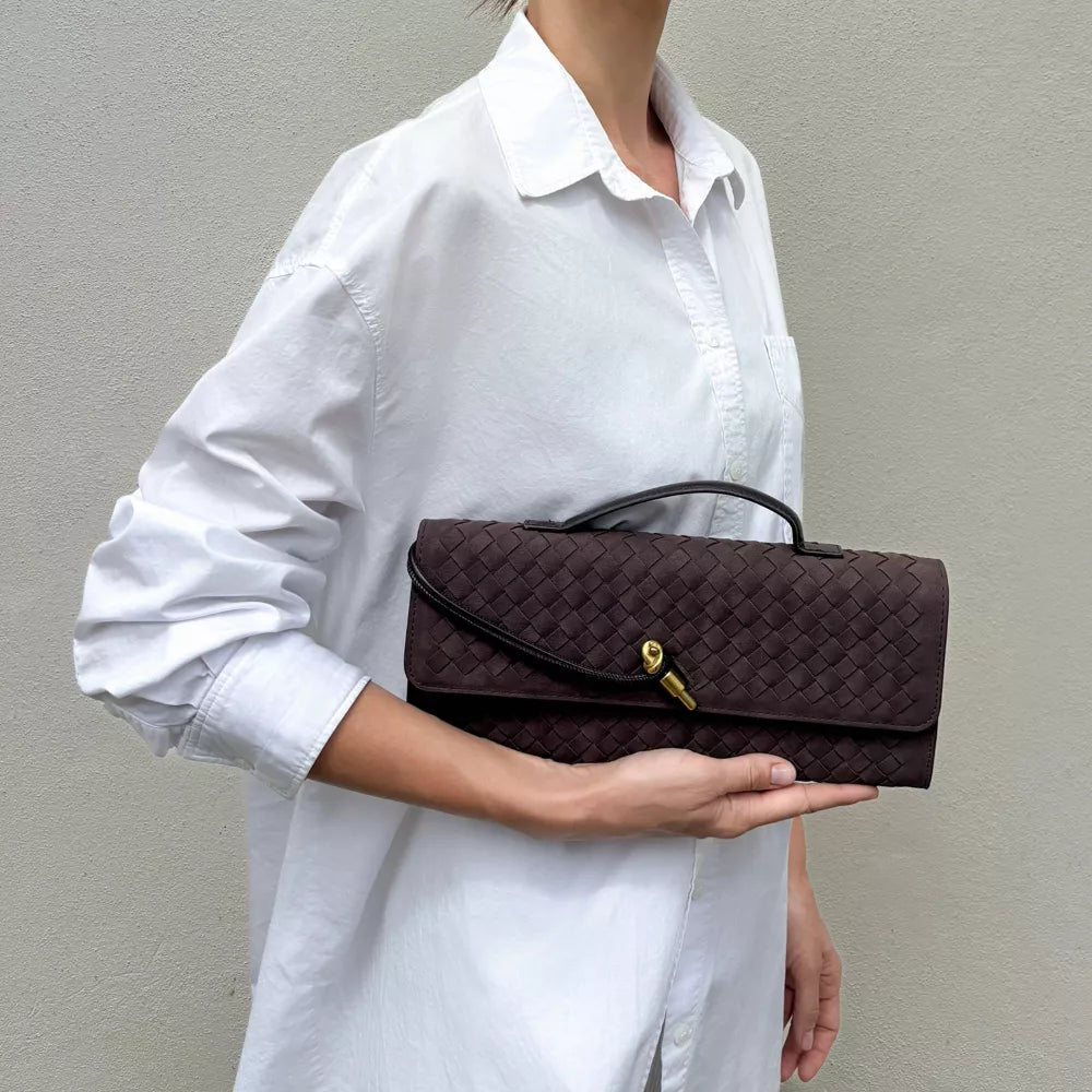 Woven Textured Baguette Bag